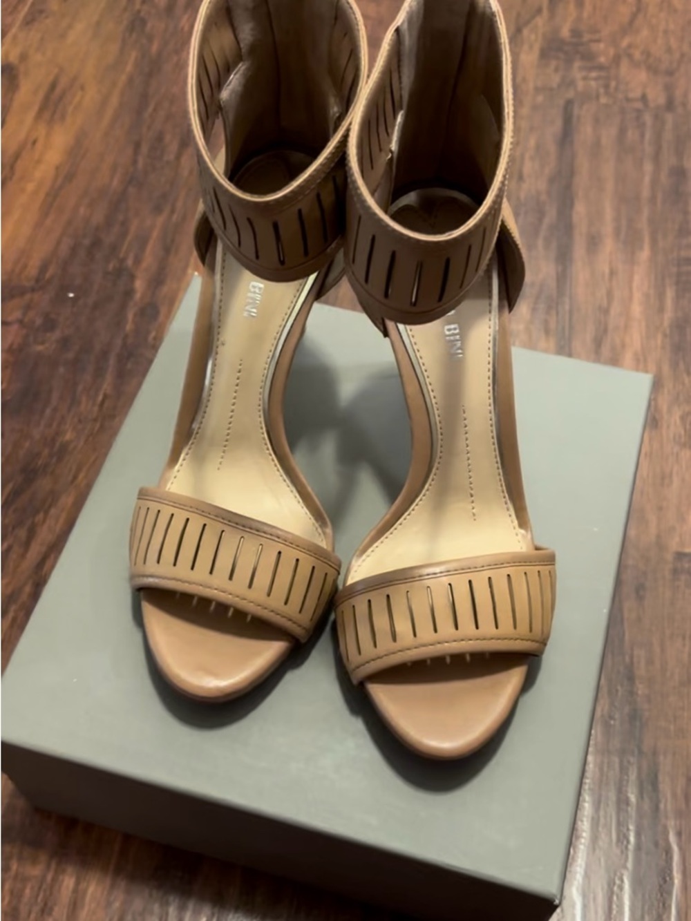 Gianni Bini Tan Cutout Ankle-Strap Sandals